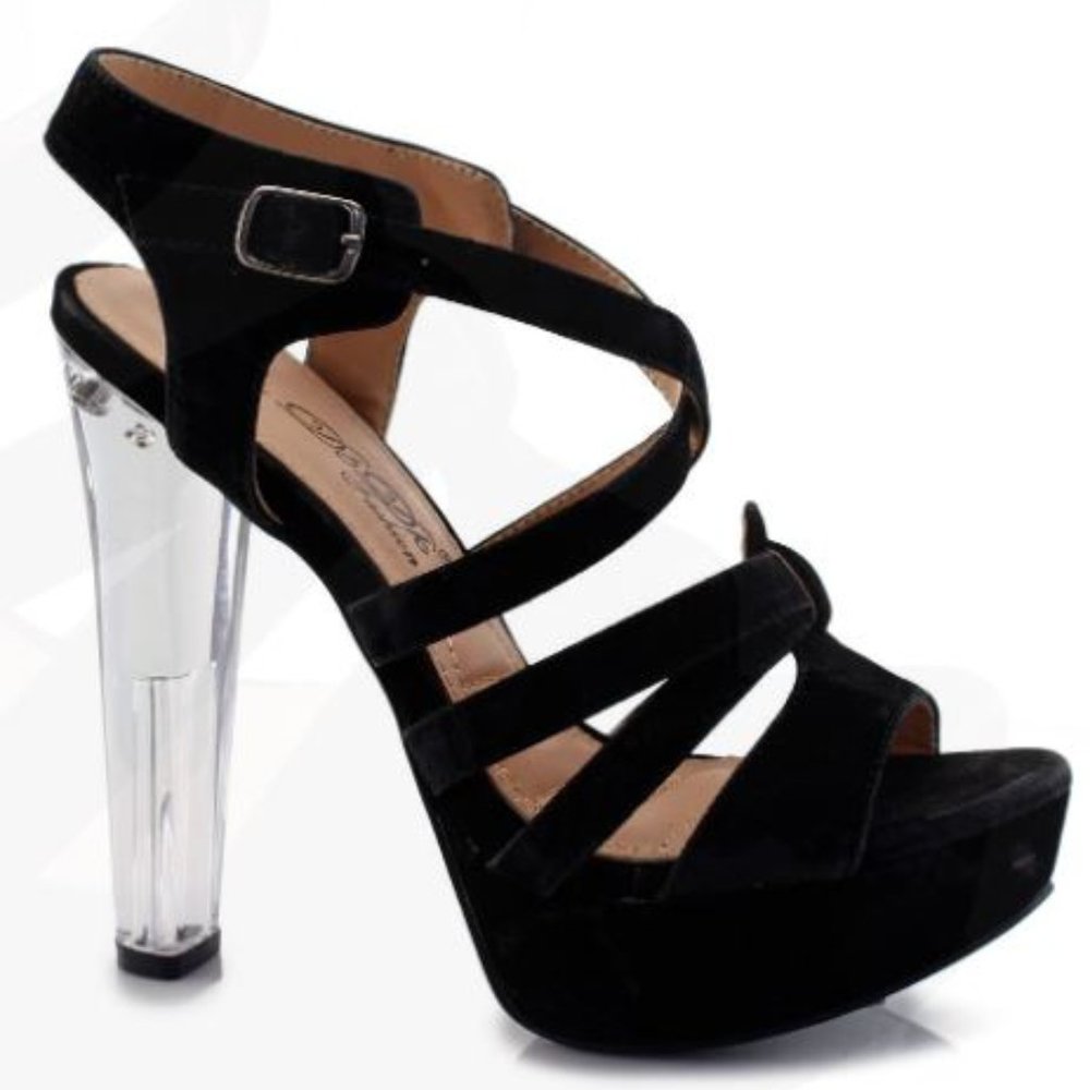 2 for $22!! 🔥Black Inspire Sandal with Translucent Heel